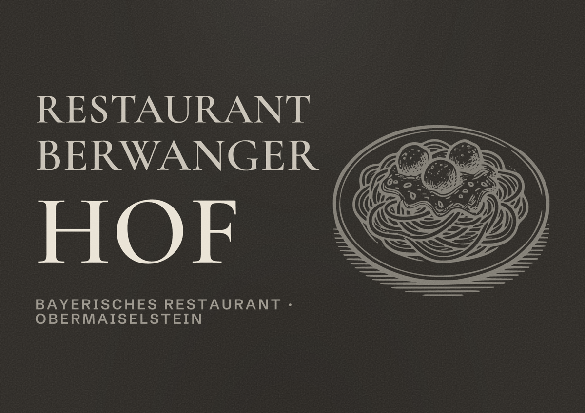 Illustriertes Poster von Restaurant Berwanger Hof, Bayerisches Restaurant in Obermaiselstein