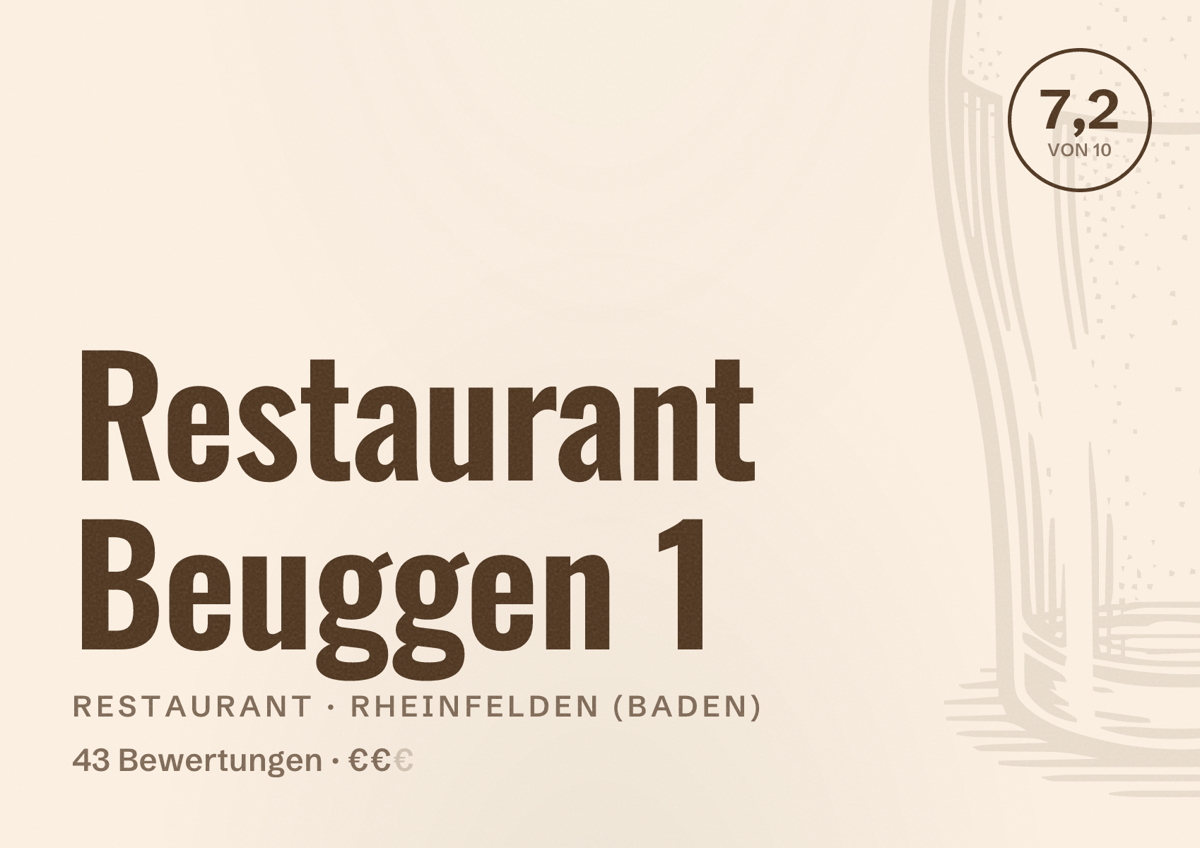 Illustriertes Poster von Restaurant Beuggen 1, Restaurant in Rheinfelden (Baden): Bewertung 7,2 von 10 aus 43 Bewertungen, Preisniveau €€
