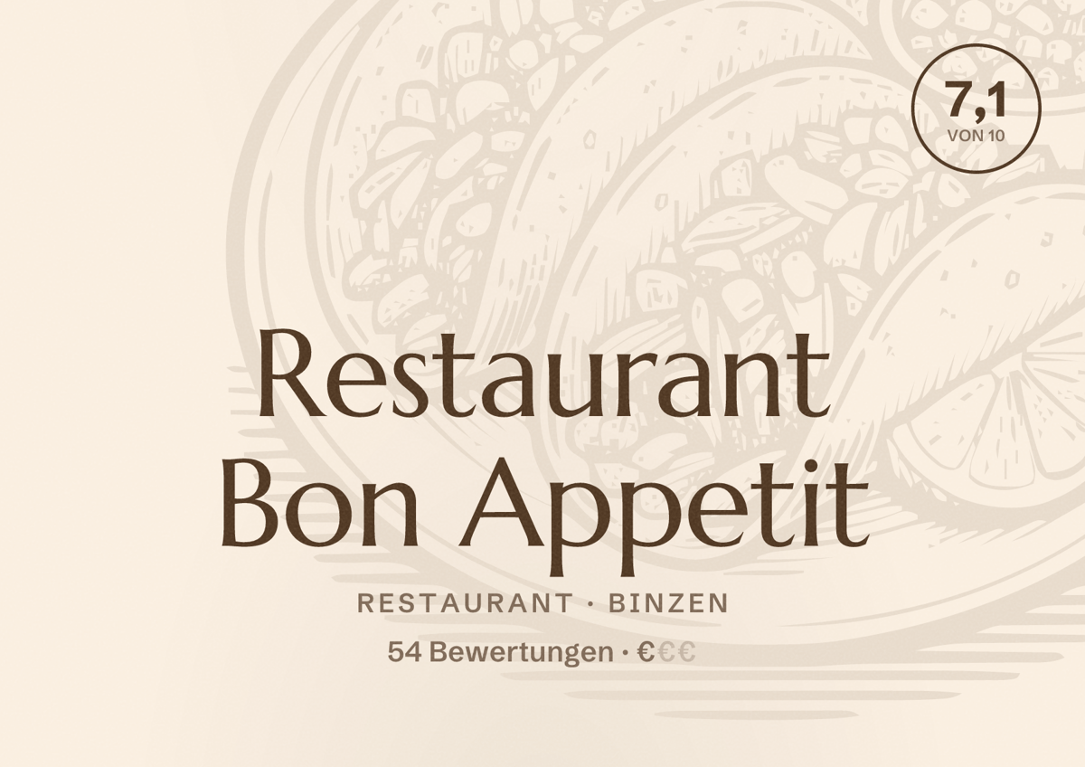 Illustriertes Poster von Restaurant Bon Appetit, Restaurant in Binzen: Bewertung 7,1 von 10 aus 54 Bewertungen, Preisniveau €