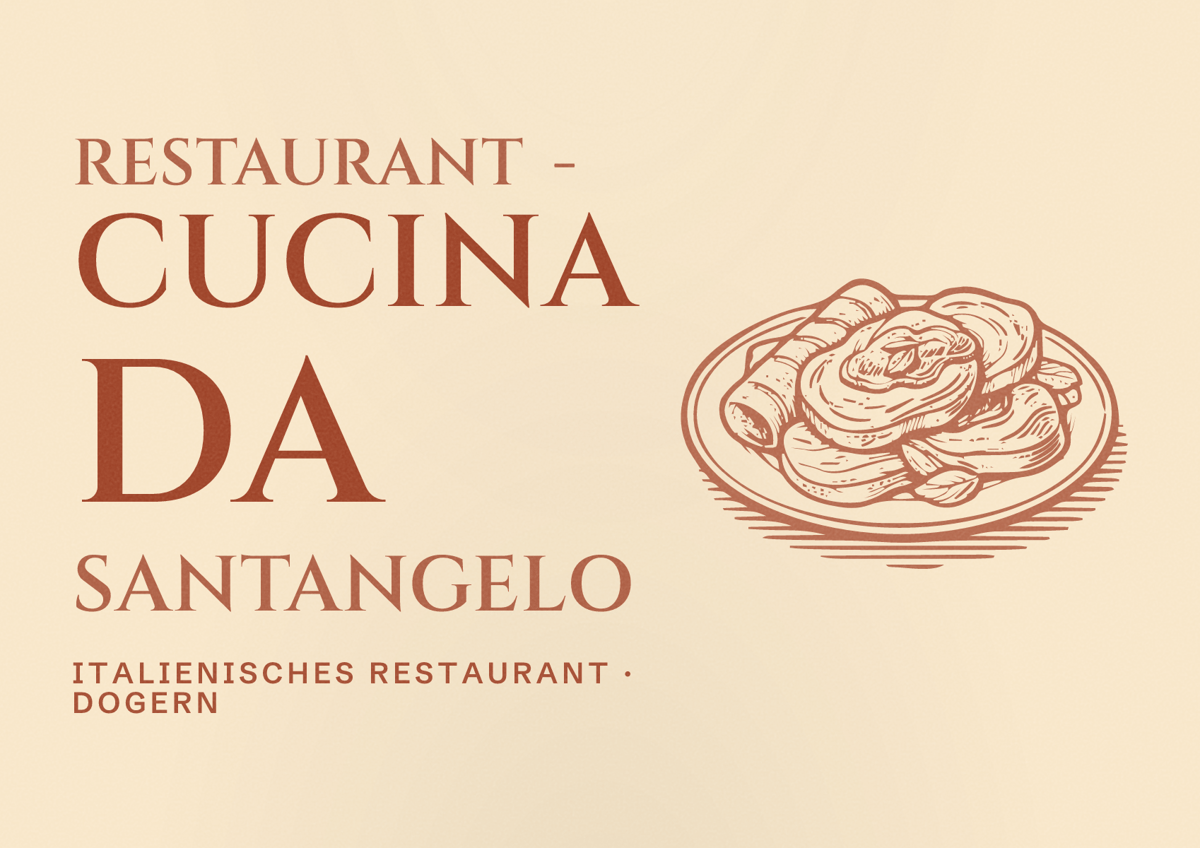 Illustriertes Poster von Restaurant - CUCINA DA SANTANGELO, Italienisches Restaurant in Dogern