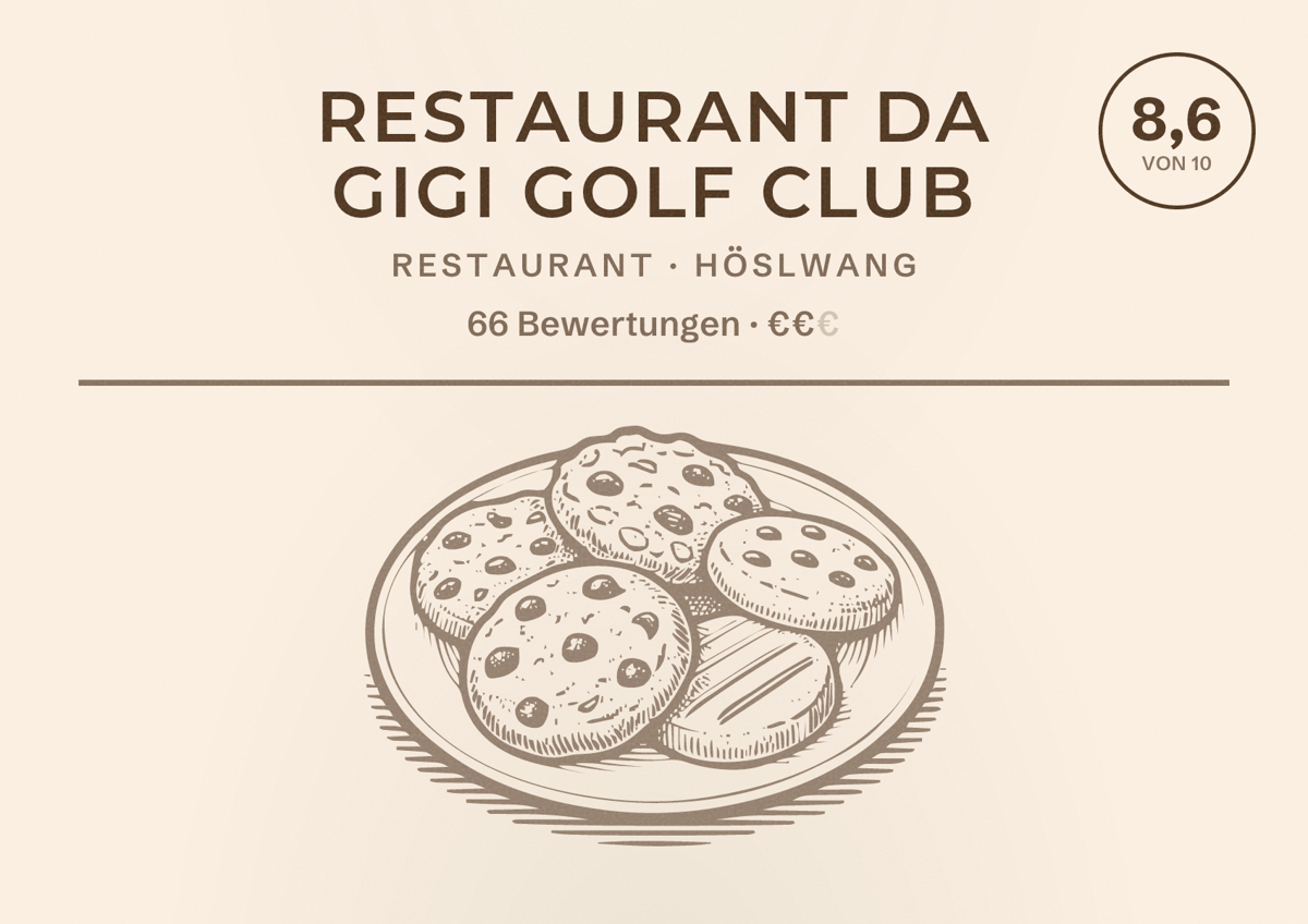 Illustriertes Poster von Restaurant Da Gigi Golf Club, Restaurant in Höslwang: Bewertung 8,6 von 10 aus 66 Bewertungen, Preisniveau €€
