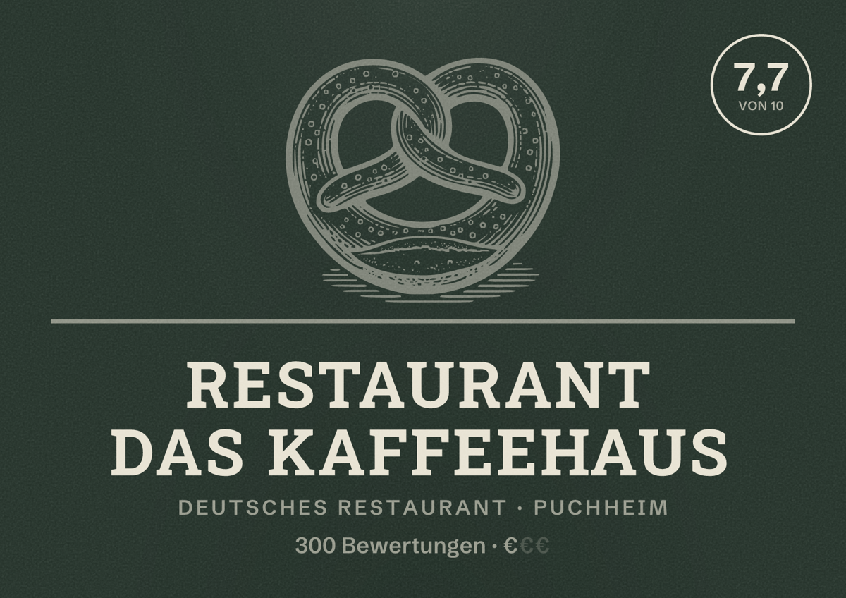 Illustriertes Poster von Restaurant Das Kaffeehaus, Deutsches Restaurant in Puchheim: Bewertung 7,7 von 10 aus 300 Bewertungen, Preisniveau €