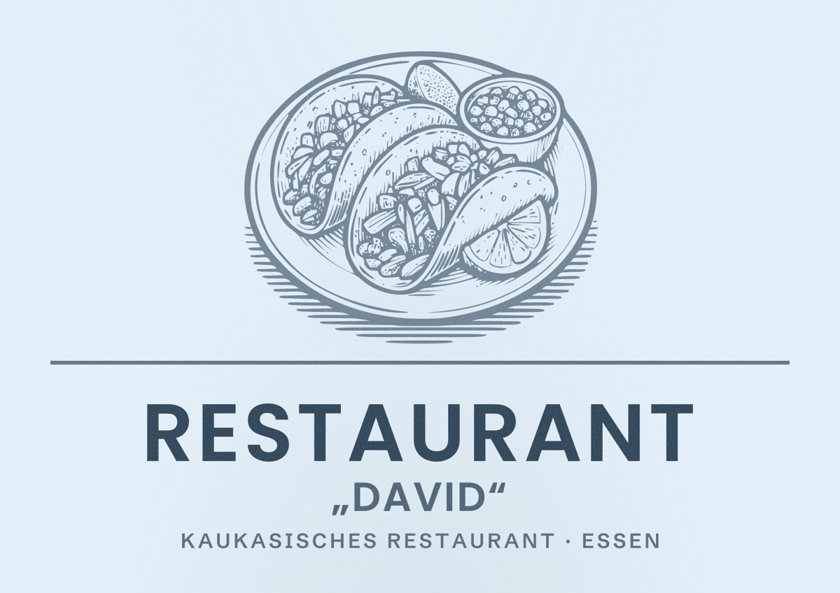 Illustriertes Poster von Restaurant „DAVID“, Kaukasisches Restaurant in Essen