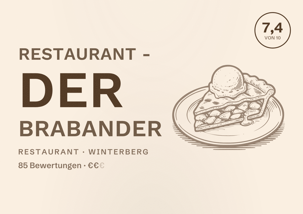 Illustriertes Poster von Restaurant - Der Brabander, Restaurant in Winterberg: Bewertung 7,4 von 10 aus 85 Bewertungen, Preisniveau €€