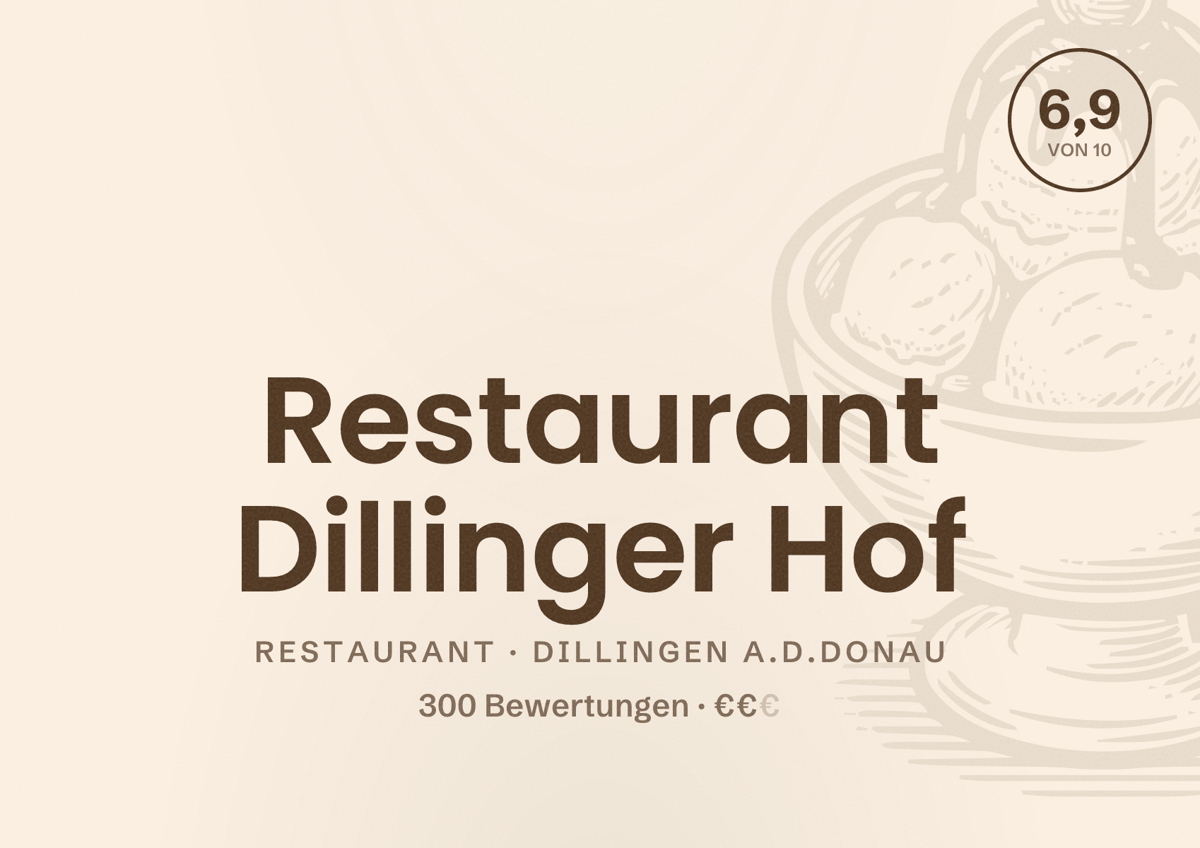 Illustriertes Poster von Restaurant Dillinger Hof, Restaurant in Dillingen a.d.Donau: Bewertung 6,9 von 10 aus 300 Bewertungen, Preisniveau €€