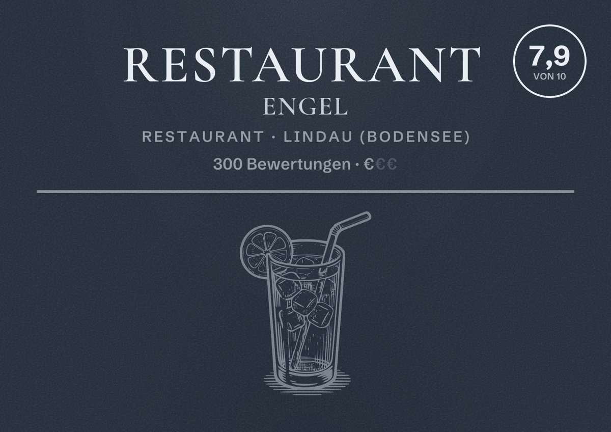Illustriertes Poster von Restaurant Engel, Restaurant in Lindau (Bodensee): Bewertung 7,9 von 10 aus 300 Bewertungen, Preisniveau €