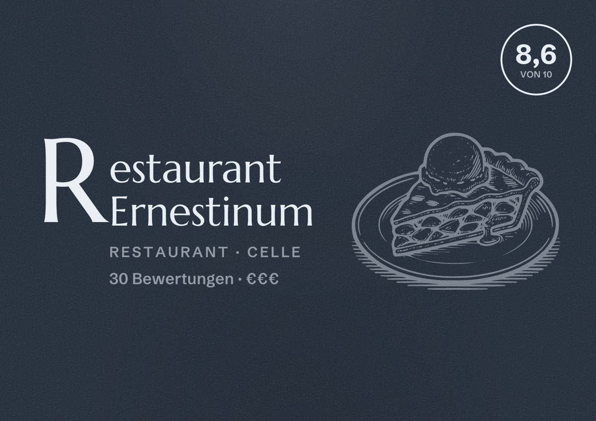 Illustriertes Poster von Restaurant Ernestinum, Restaurant in Celle: Bewertung 8,6 von 10 aus 30 Bewertungen, Preisniveau €€€
