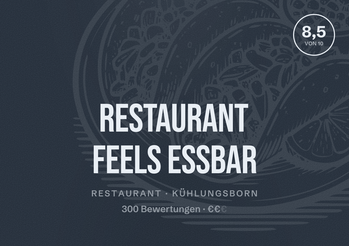 Illustriertes Poster von Restaurant feels EssBar, Restaurant in Kühlungsborn: Bewertung 8,5 von 10 aus 300 Bewertungen, Preisniveau €€