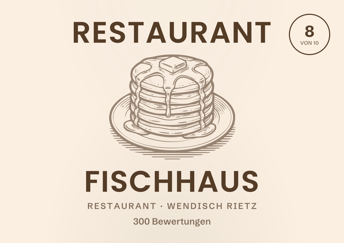Illustriertes Poster von Restaurant Fischhaus, Restaurant in Wendisch Rietz: Bewertung 8 von 10 aus 300 Bewertungen