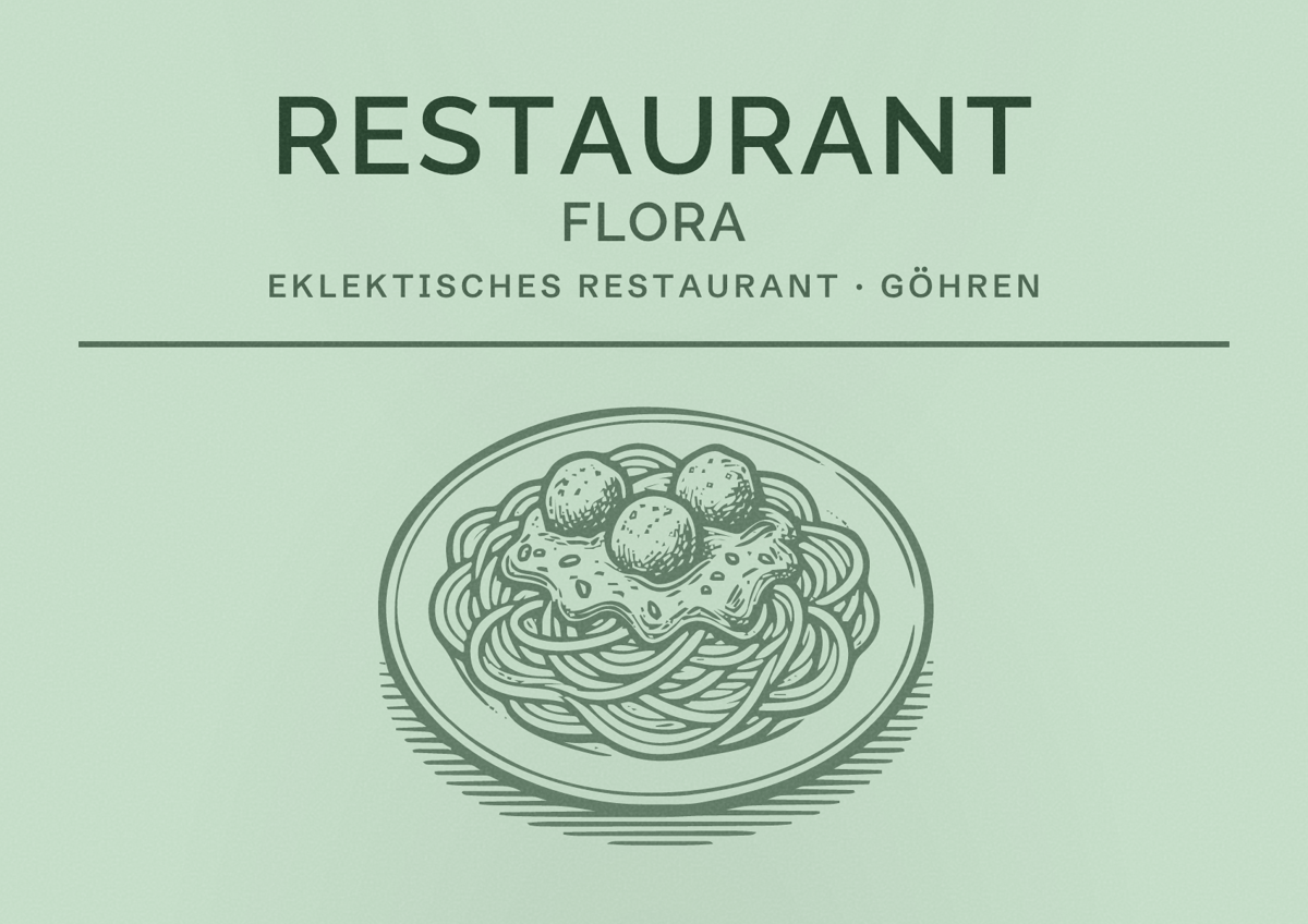 Illustriertes Poster von Restaurant Flora, Eklektisches Restaurant in Göhren