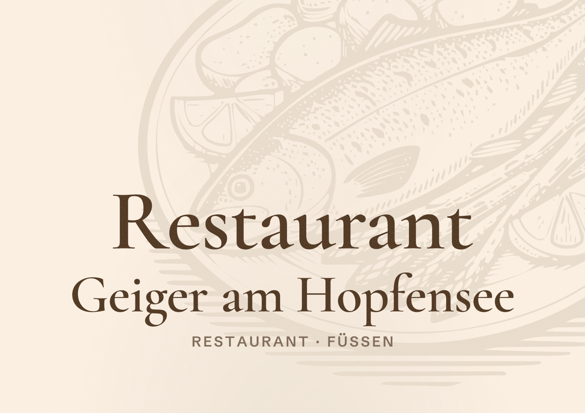 Illustriertes Poster von Restaurant Geiger am Hopfensee, Restaurant in Füssen