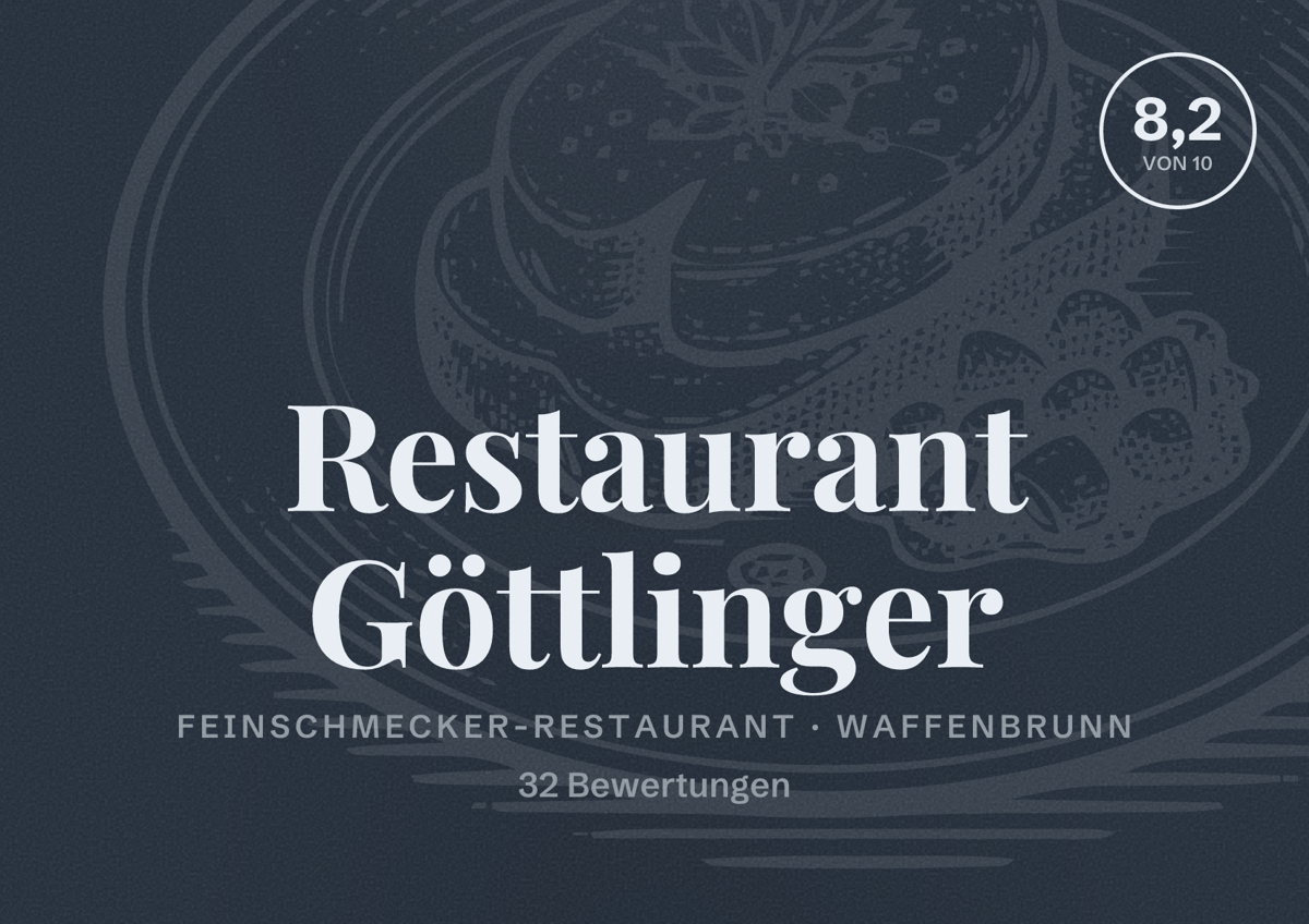Illustriertes Poster von Restaurant Göttlinger, Feinschmecker-Restaurant in Waffenbrunn: Bewertung 8,2 von 10 aus 32 Bewertungen