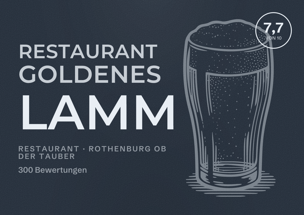 Illustriertes Poster von Restaurant Goldenes Lamm, Restaurant in Rothenburg ob der Tauber: Bewertung 7,7 von 10 aus 300 Bewertungen