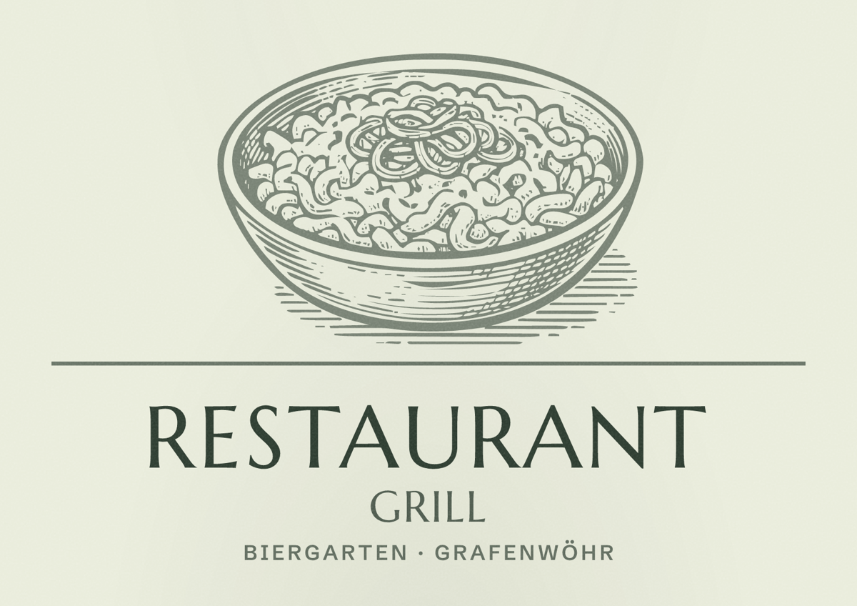 Illustriertes Poster von Restaurant Grill, Biergarten in Grafenwöhr