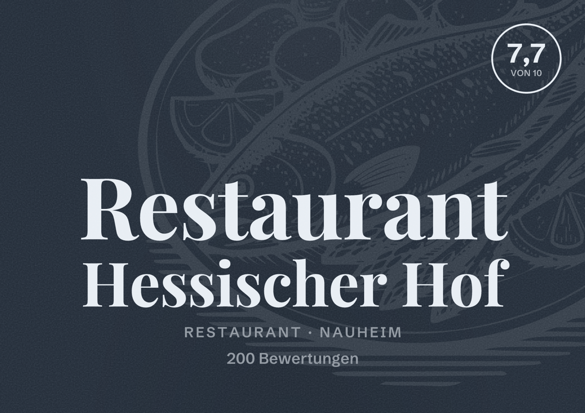 Illustriertes Poster von Restaurant Hessischer Hof, Restaurant in Nauheim: Bewertung 7,7 von 10 aus 200 Bewertungen