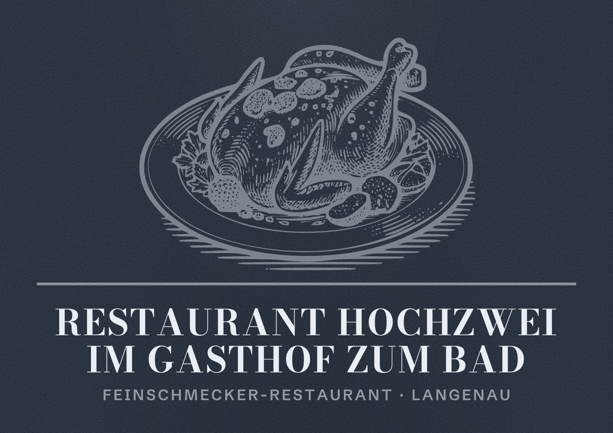 Illustriertes Poster von Restaurant HochZwei im Gasthof zum Bad, Feinschmecker-Restaurant in Langenau