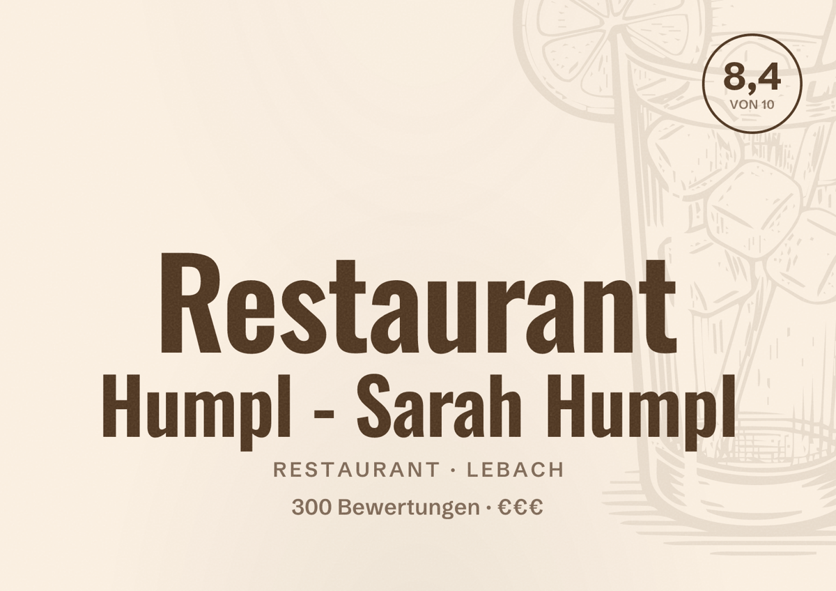 Illustriertes Poster von Restaurant Humpl - Sarah Humpl, Restaurant in Lebach: Bewertung 8,4 von 10 aus 300 Bewertungen, Preisniveau €€€