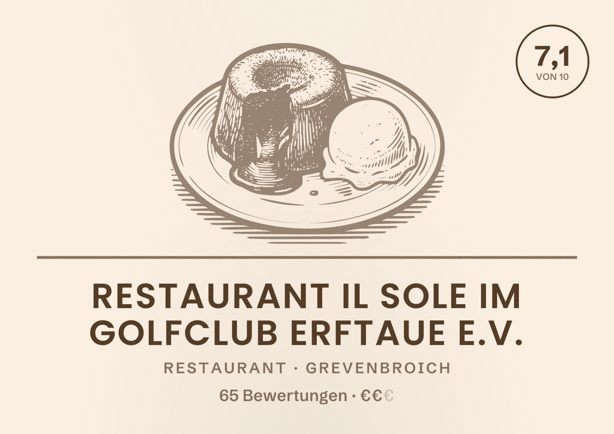 Illustriertes Poster von Restaurant Il Sole im Golfclub Erftaue e.V., Restaurant in Grevenbroich: Bewertung 7,1 von 10 aus 65 Bewertungen, Preisniveau €€