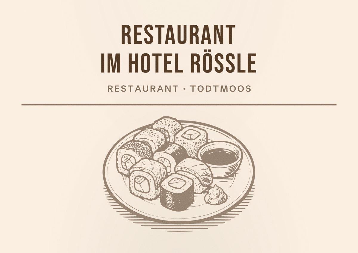 Illustriertes Poster von Restaurant im Hotel Rößle, Restaurant in Todtmoos