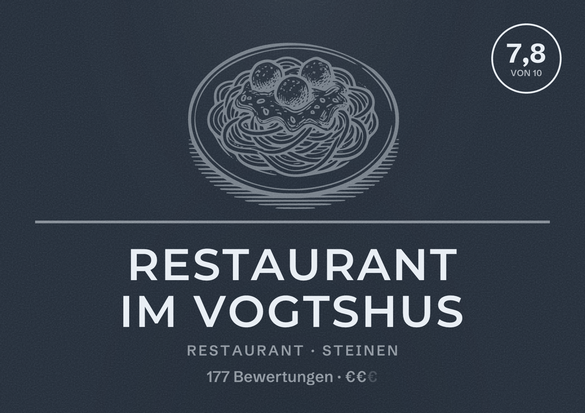Illustriertes Poster von Restaurant im Vogtshus, Restaurant in Steinen: Bewertung 7,8 von 10 aus 177 Bewertungen, Preisniveau €€