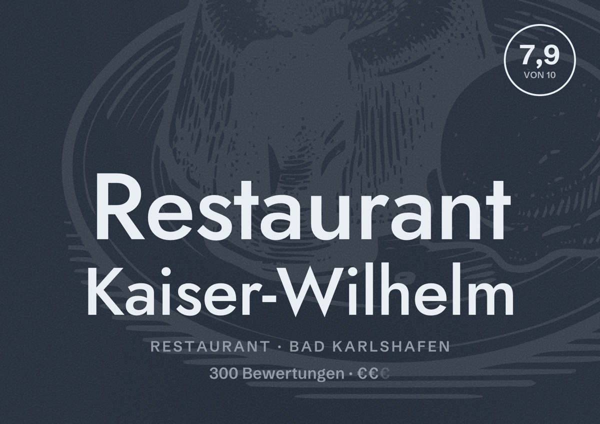 Illustriertes Poster von Restaurant Kaiser-Wilhelm, Restaurant in Bad Karlshafen: Bewertung 7,9 von 10 aus 300 Bewertungen, Preisniveau €€