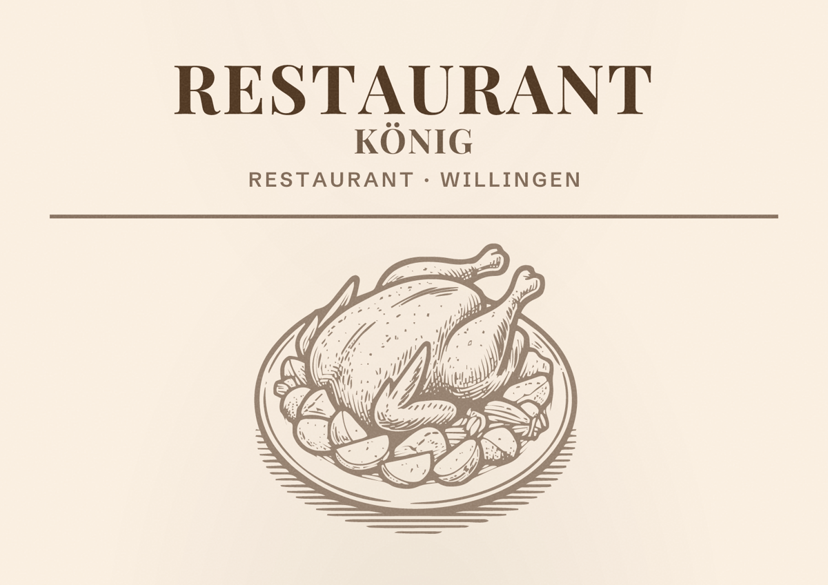 Illustriertes Poster von Restaurant König, Restaurant in Willingen