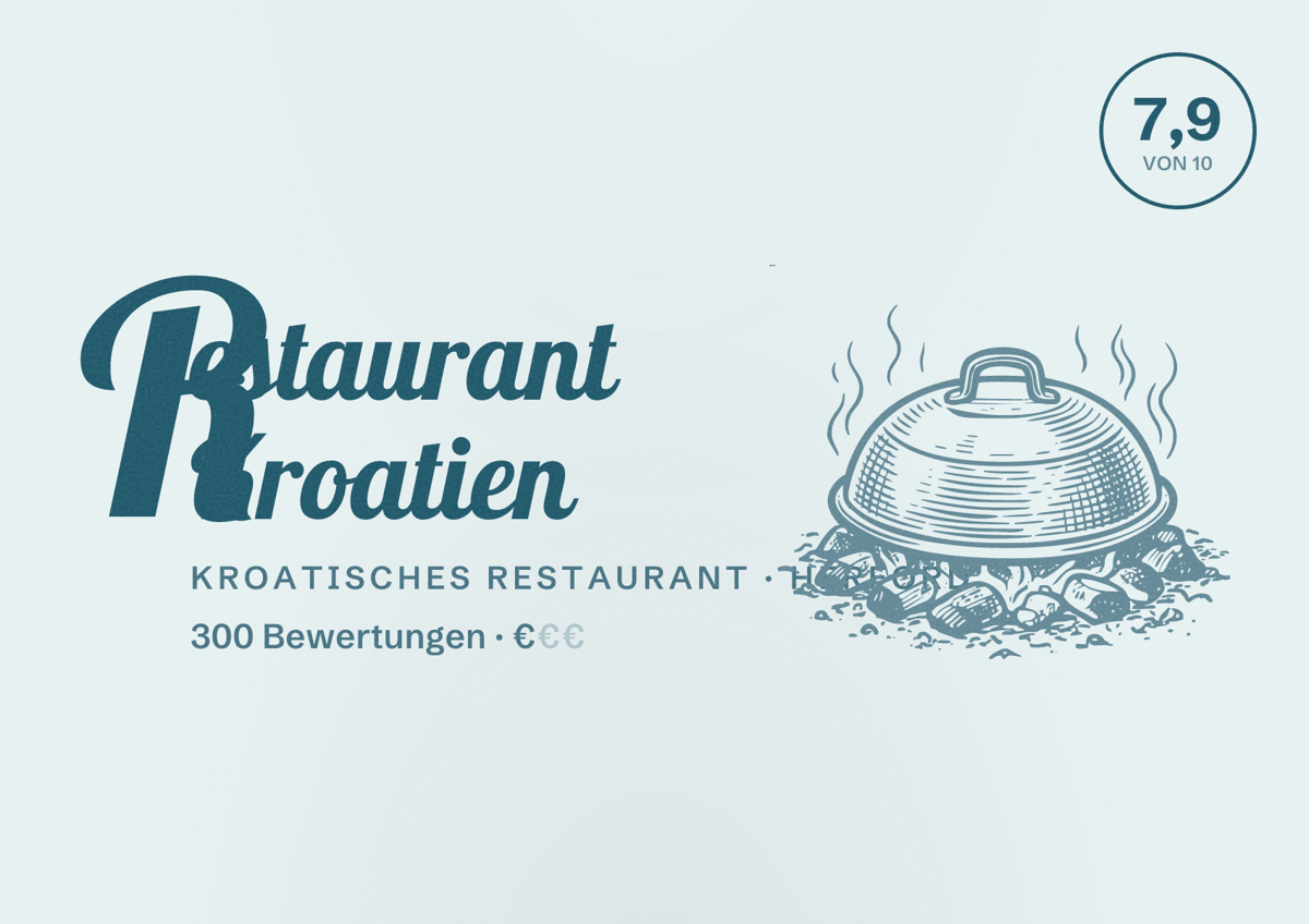 Illustriertes Poster von Restaurant Kroatien, Kroatisches Restaurant in Herford: Bewertung 7,9 von 10 aus 300 Bewertungen, Preisniveau €