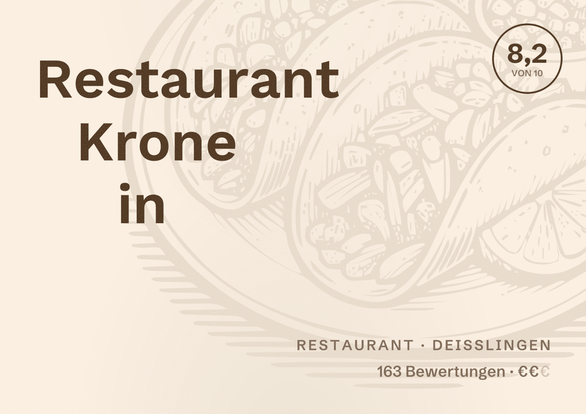 Illustriertes Poster von Restaurant Krone in, Restaurant in Deißlingen: Bewertung 8,2 von 10 aus 163 Bewertungen, Preisniveau €€
