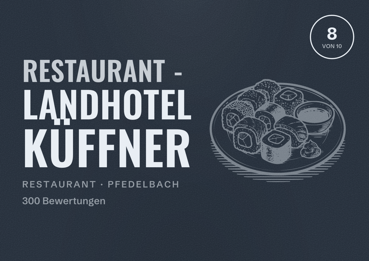 Illustriertes Poster von Restaurant - Landhotel Küffner, Restaurant in Pfedelbach: Bewertung 8 von 10 aus 300 Bewertungen