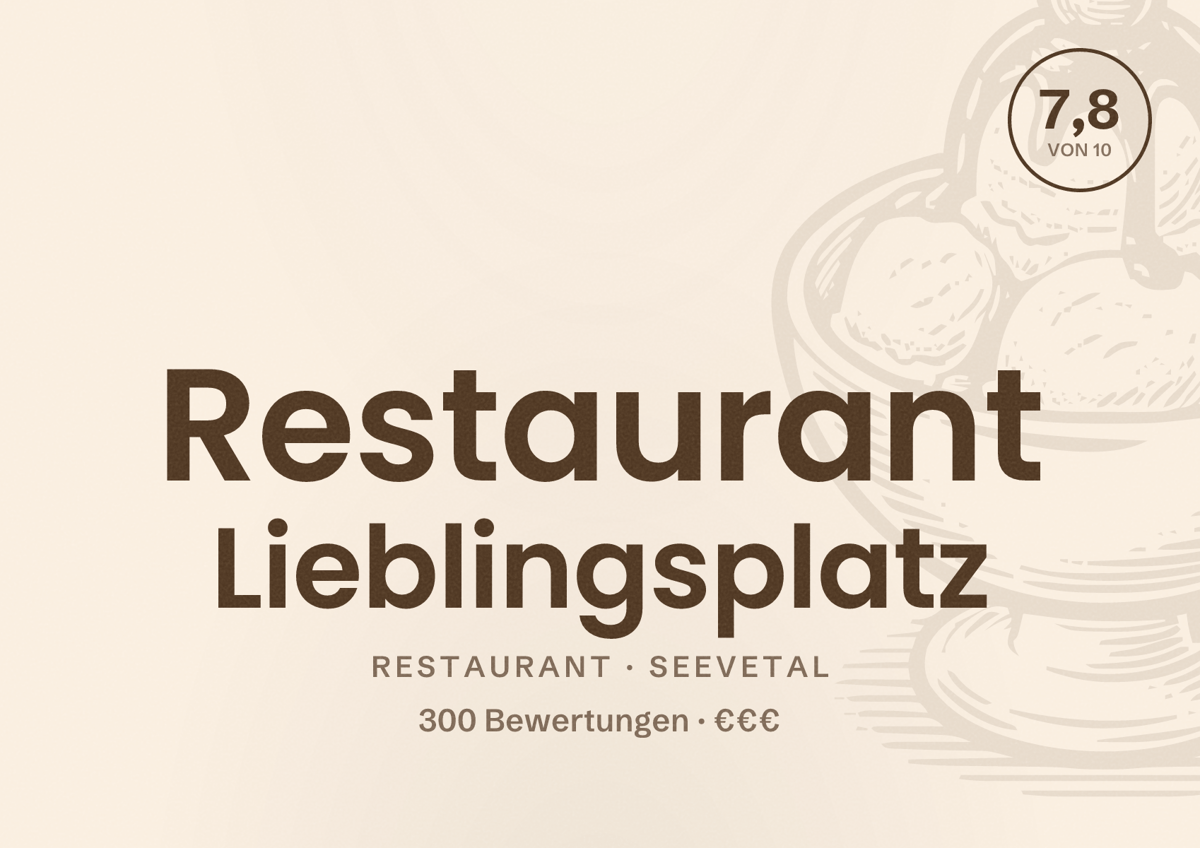 Illustriertes Poster von Restaurant Lieblingsplatz, Restaurant in Seevetal: Bewertung 7,8 von 10 aus 300 Bewertungen, Preisniveau €€€