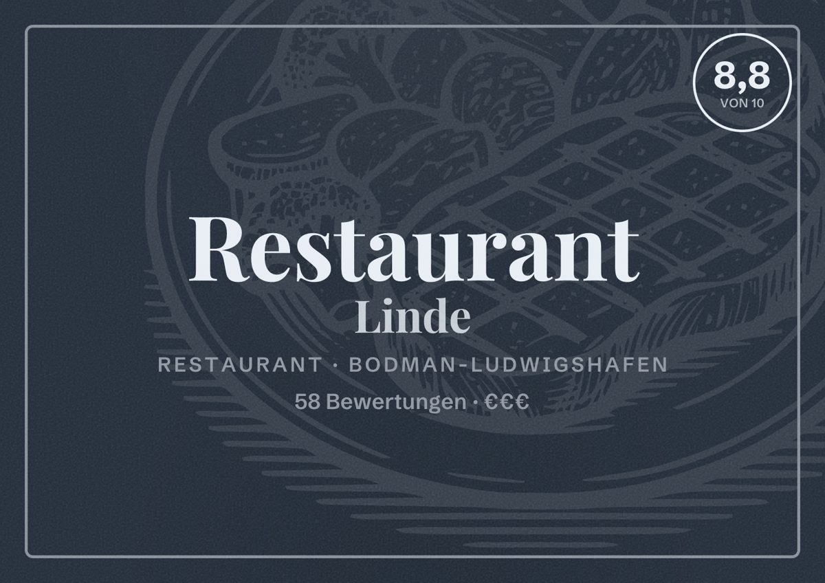 Illustriertes Poster von Restaurant Linde, Restaurant in Bodman-Ludwigshafen: Bewertung 8,8 von 10 aus 58 Bewertungen, Preisniveau €€€