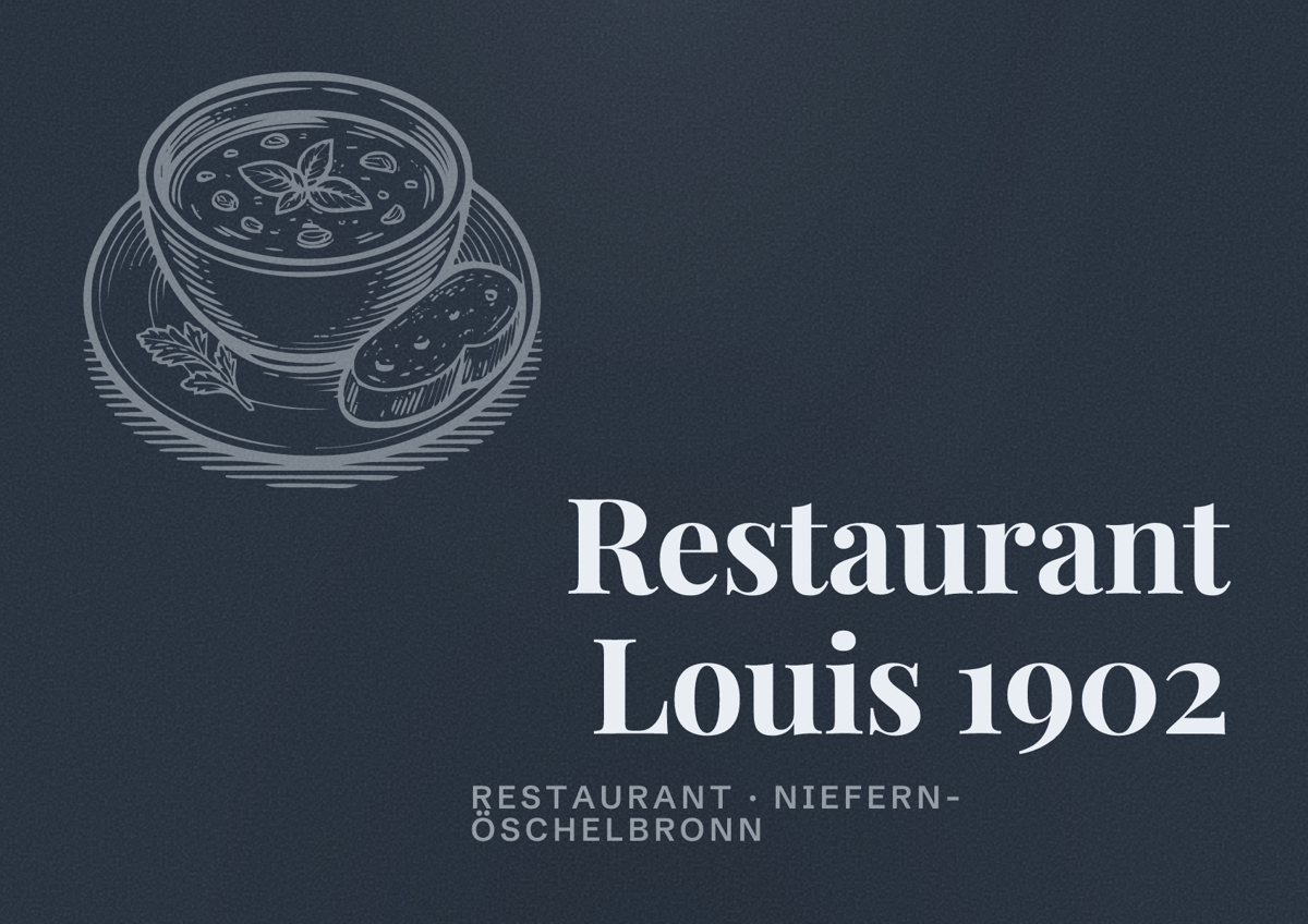 Illustriertes Poster von Restaurant Louis 1902, Restaurant in Niefern-Öschelbronn