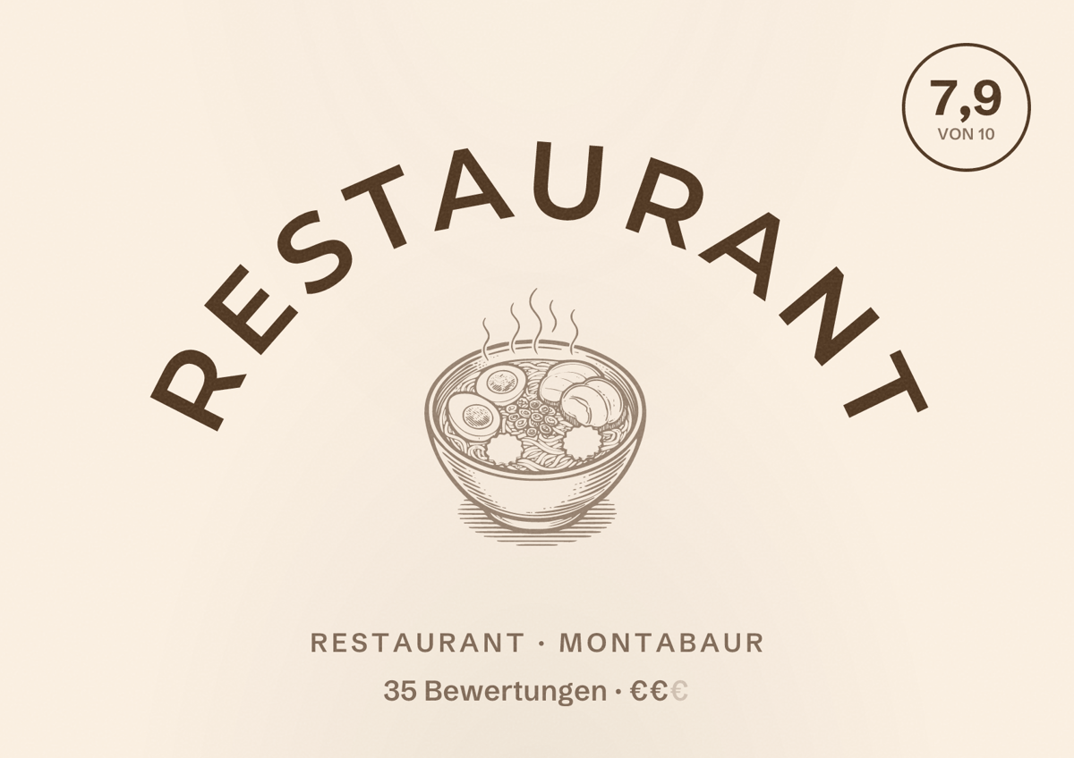 Illustriertes Poster von Restaurant, Restaurant in Montabaur: Bewertung 7,9 von 10 aus 35 Bewertungen, Preisniveau €€