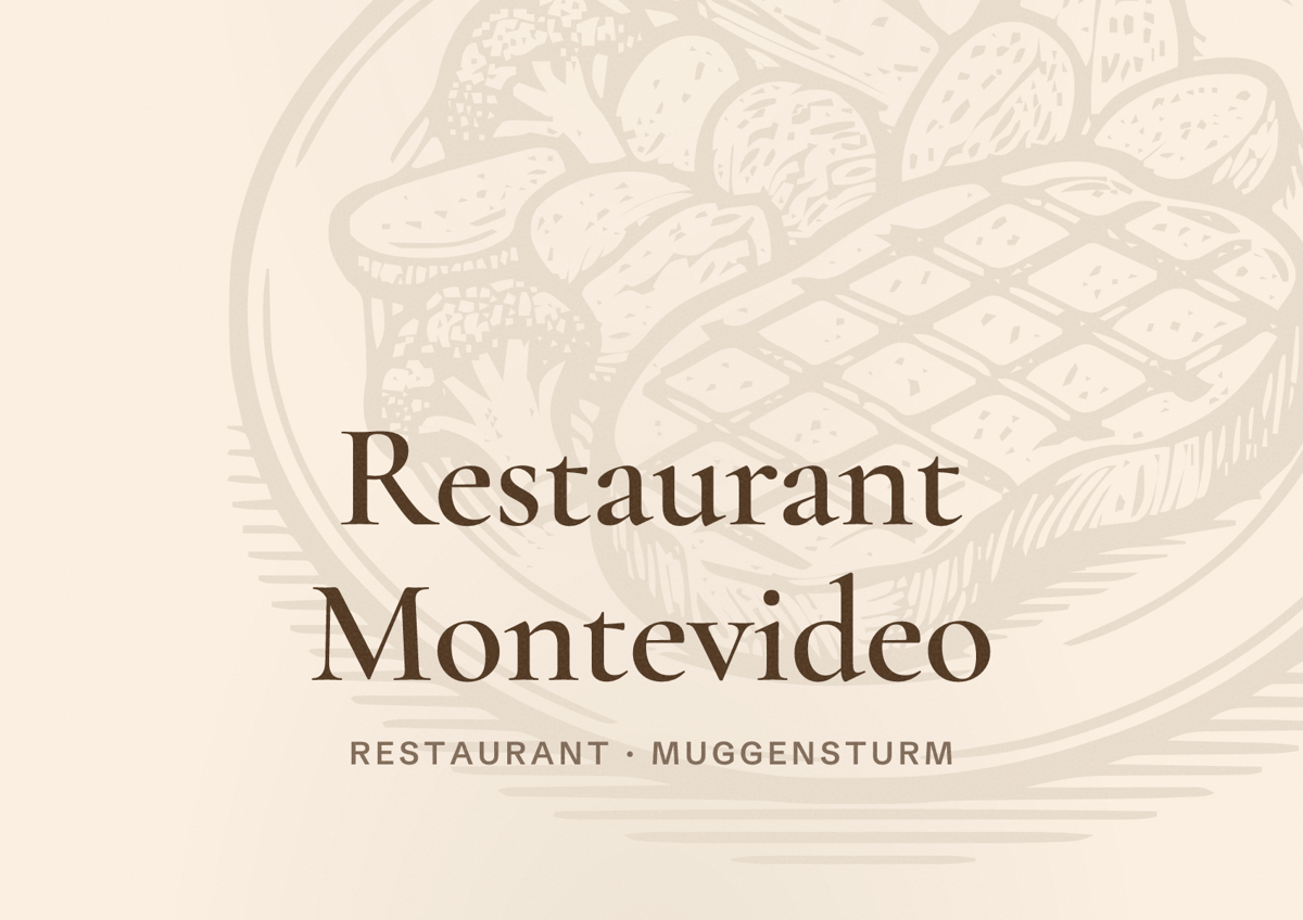 Illustriertes Poster von Restaurant Montevideo, Restaurant in Muggensturm