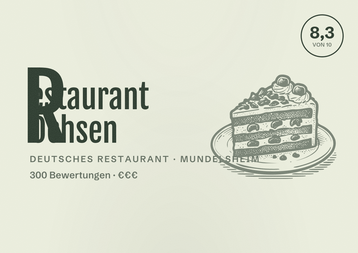Illustriertes Poster von Restaurant Ochsen, Deutsches Restaurant in Mundelsheim: Bewertung 8,3 von 10 aus 300 Bewertungen, Preisniveau €€€