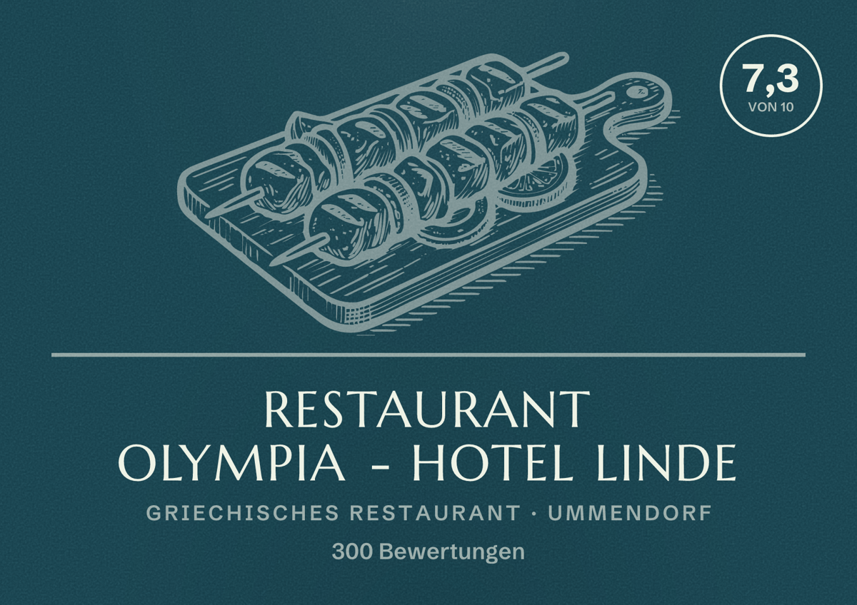 Illustriertes Poster von Restaurant Olympia - Hotel Linde, Griechisches Restaurant in Ummendorf: Bewertung 7,3 von 10 aus 300 Bewertungen
