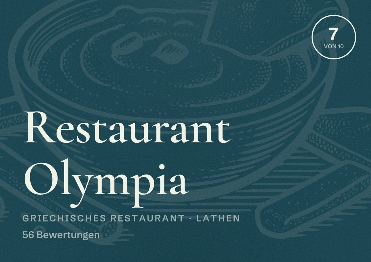 Illustriertes Poster von Restaurant Olympia, Griechisches Restaurant in Lathen: Bewertung 7 von 10 aus 56 Bewertungen