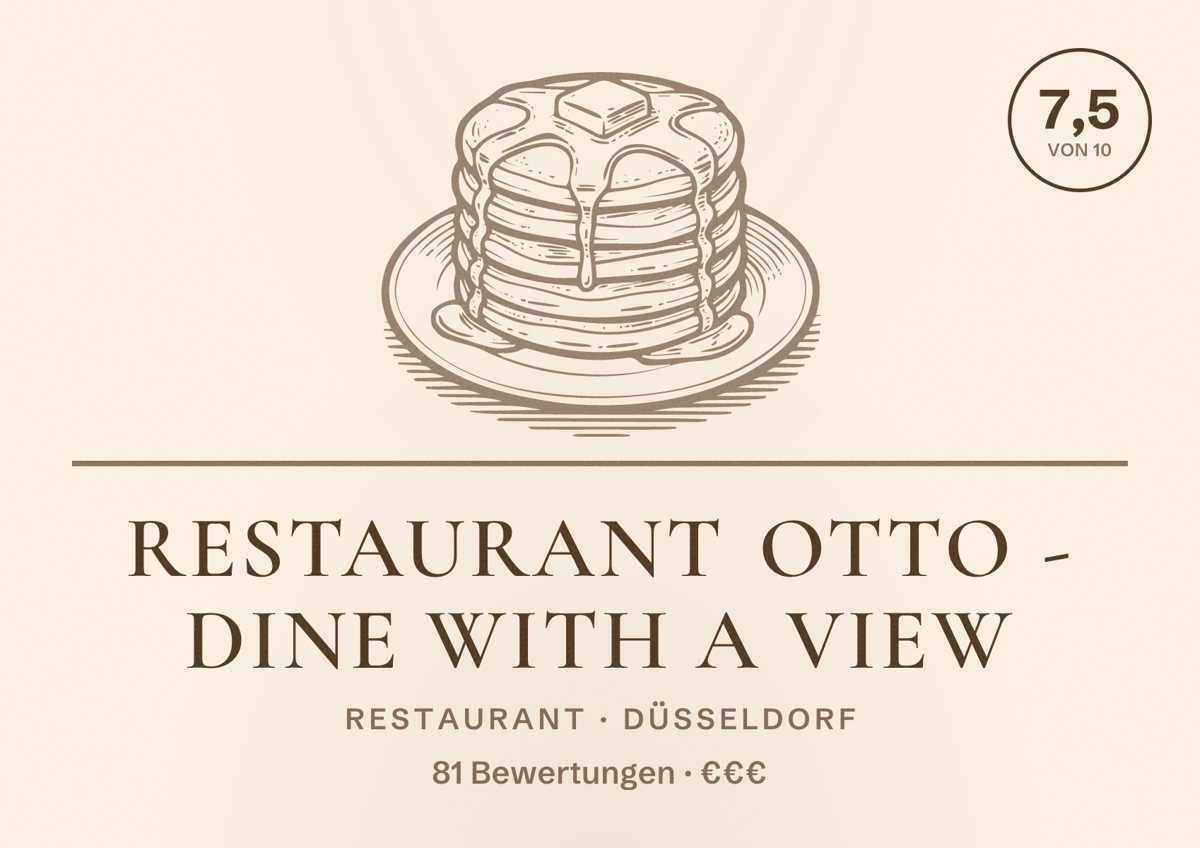 Illustriertes Poster von Restaurant Otto - Dine with a View, Restaurant in Düsseldorf: Bewertung 7,5 von 10 aus 81 Bewertungen, Preisniveau €€€