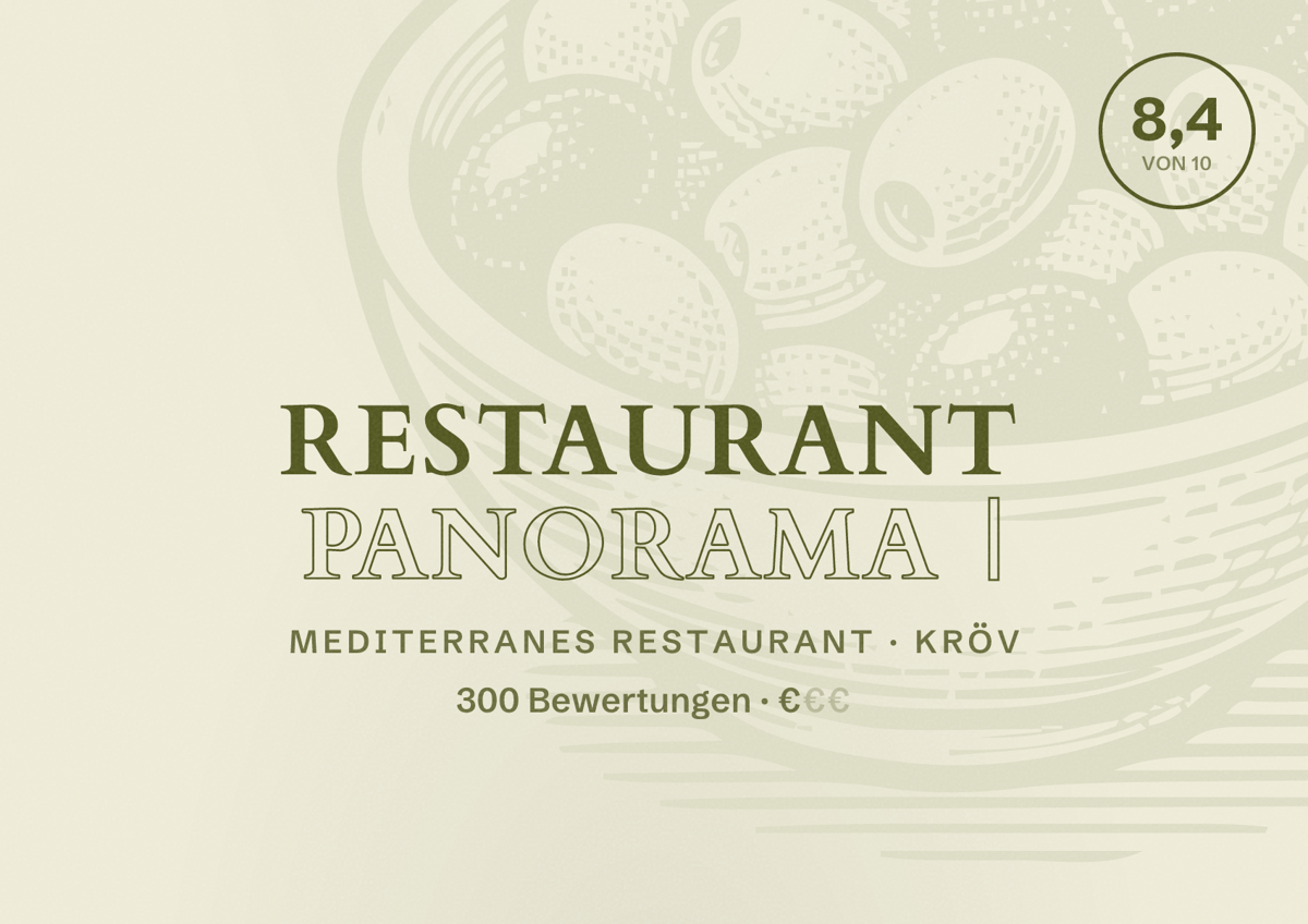 Illustriertes Poster von Restaurant Panorama |, Mediterranes Restaurant in Kröv: Bewertung 8,4 von 10 aus 300 Bewertungen, Preisniveau €