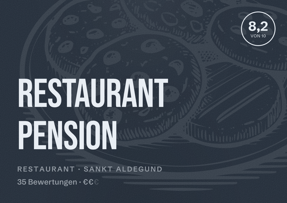 Illustriertes Poster von Restaurant Pension, Restaurant in Sankt Aldegund: Bewertung 8,2 von 10 aus 35 Bewertungen, Preisniveau €€