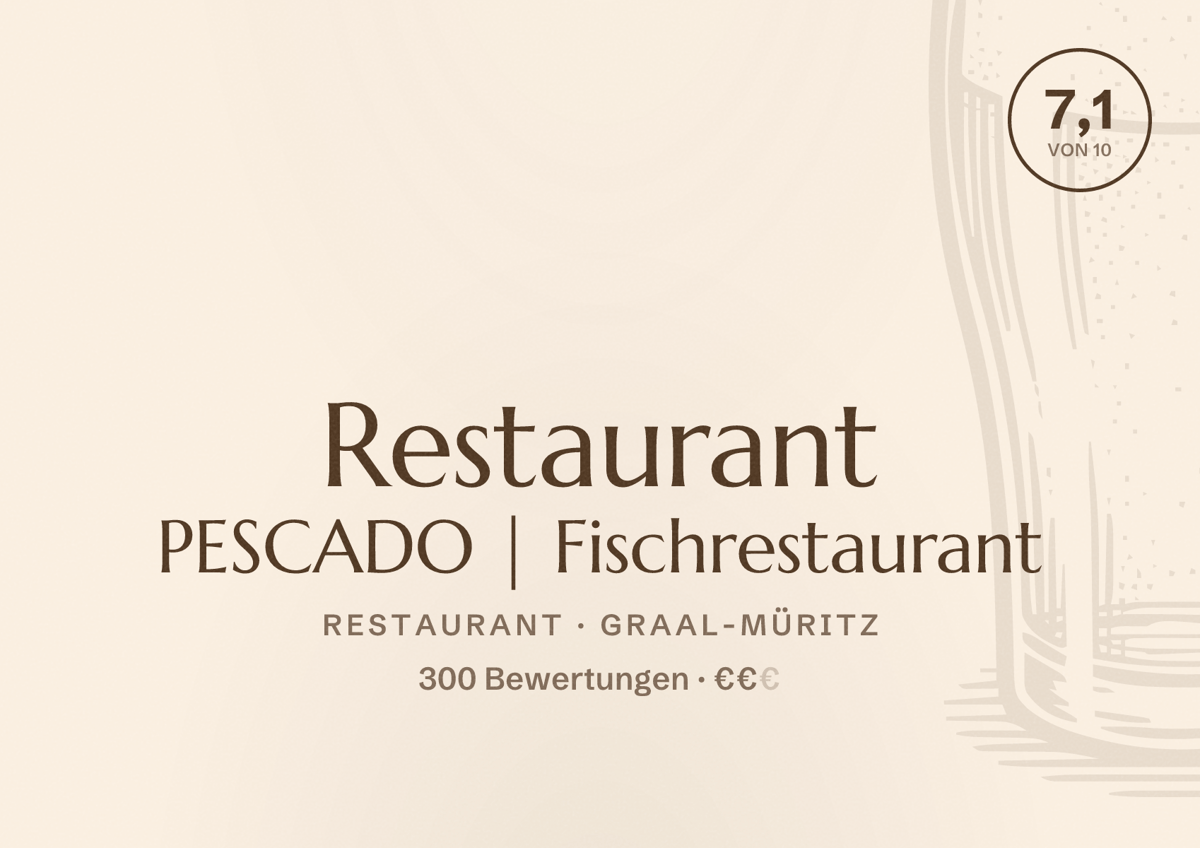Illustriertes Poster von Restaurant PESCADO | Fischrestaurant, Restaurant in Graal-Müritz: Bewertung 7,1 von 10 aus 300 Bewertungen, Preisniveau €€