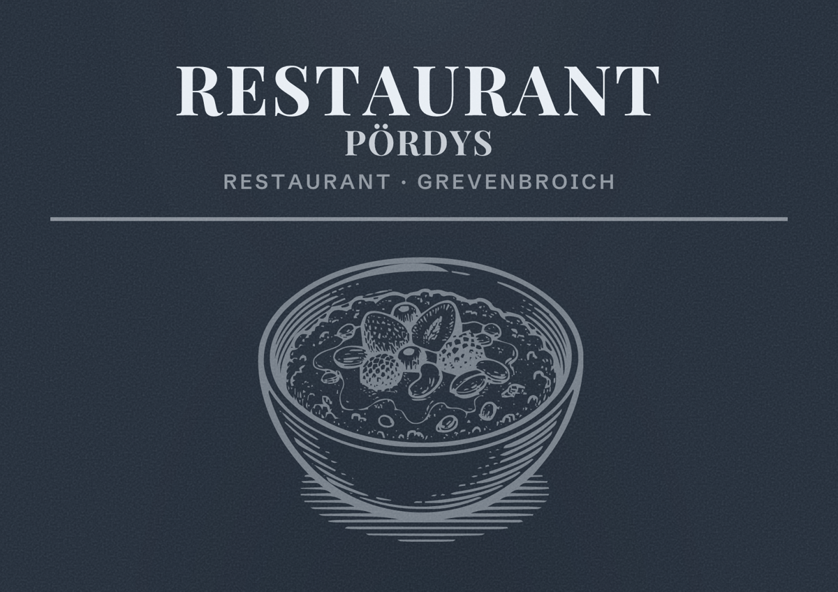 Illustriertes Poster von Restaurant Pördys, Restaurant in Grevenbroich