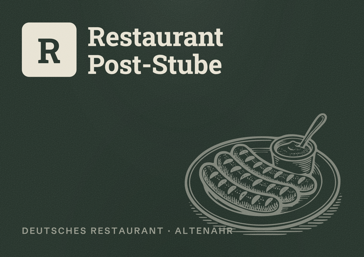 Illustriertes Poster von Restaurant Post-Stube, Deutsches Restaurant in Altenahr