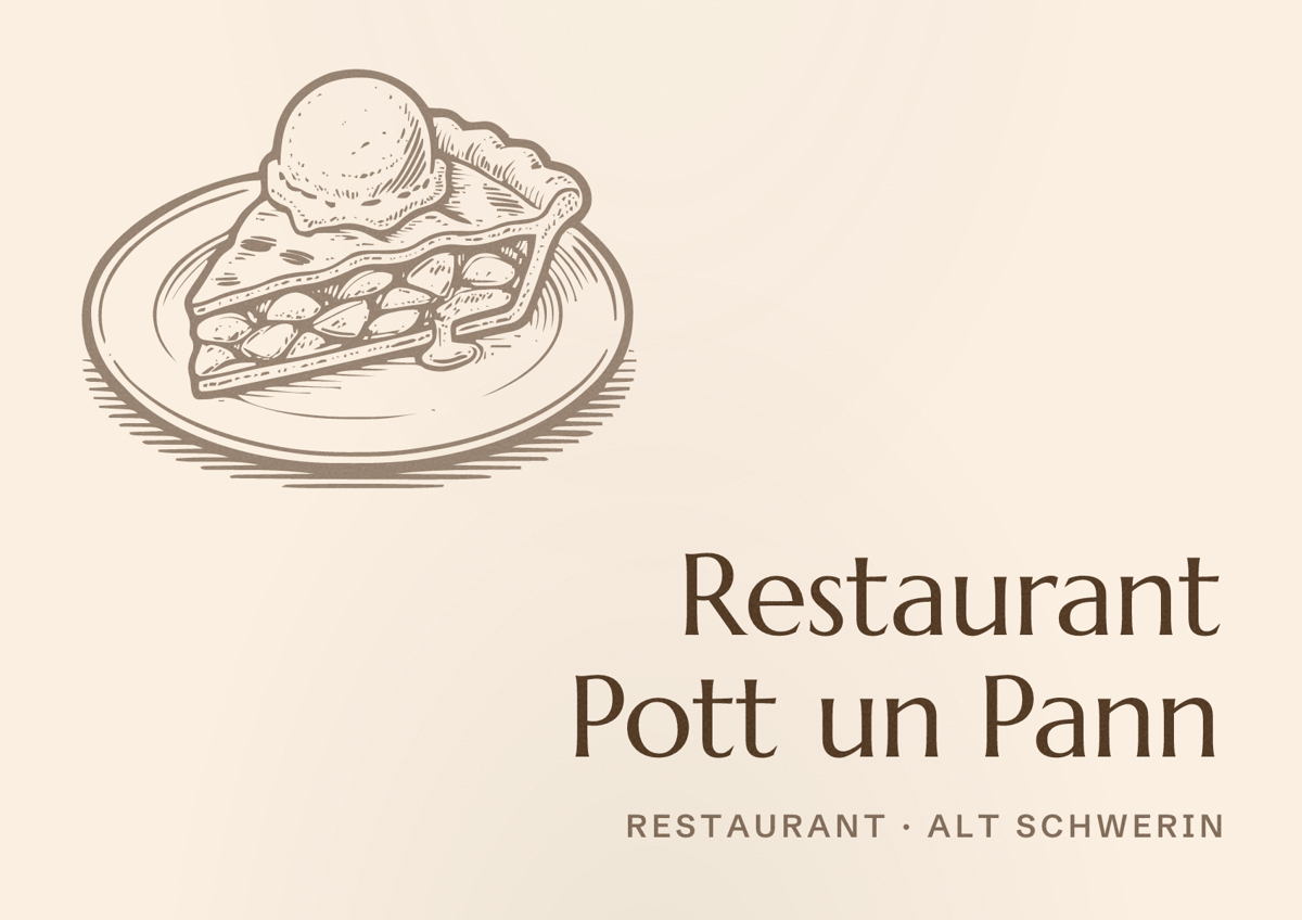Illustriertes Poster von Restaurant Pott un Pann, Restaurant in Alt Schwerin