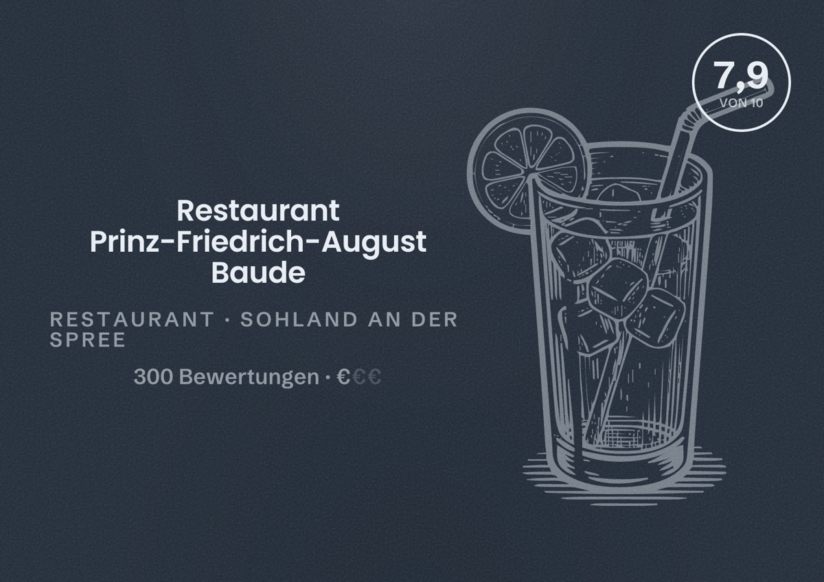 Illustriertes Poster von Restaurant Prinz-Friedrich-August Baude, Restaurant in Sohland an der Spree: Bewertung 7,9 von 10 aus 300 Bewertungen, Preisniveau €