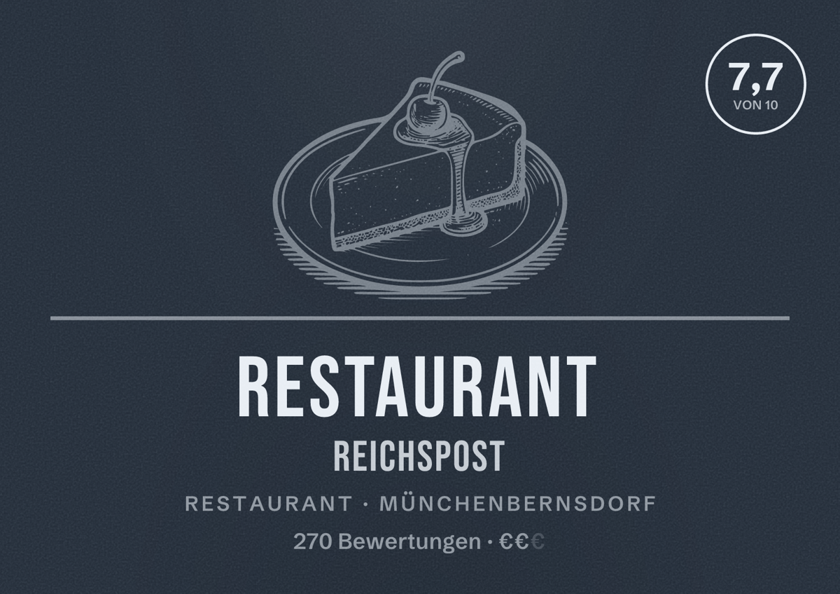 Illustriertes Poster von Restaurant Reichspost, Restaurant in Münchenbernsdorf: Bewertung 7,7 von 10 aus 270 Bewertungen, Preisniveau €€