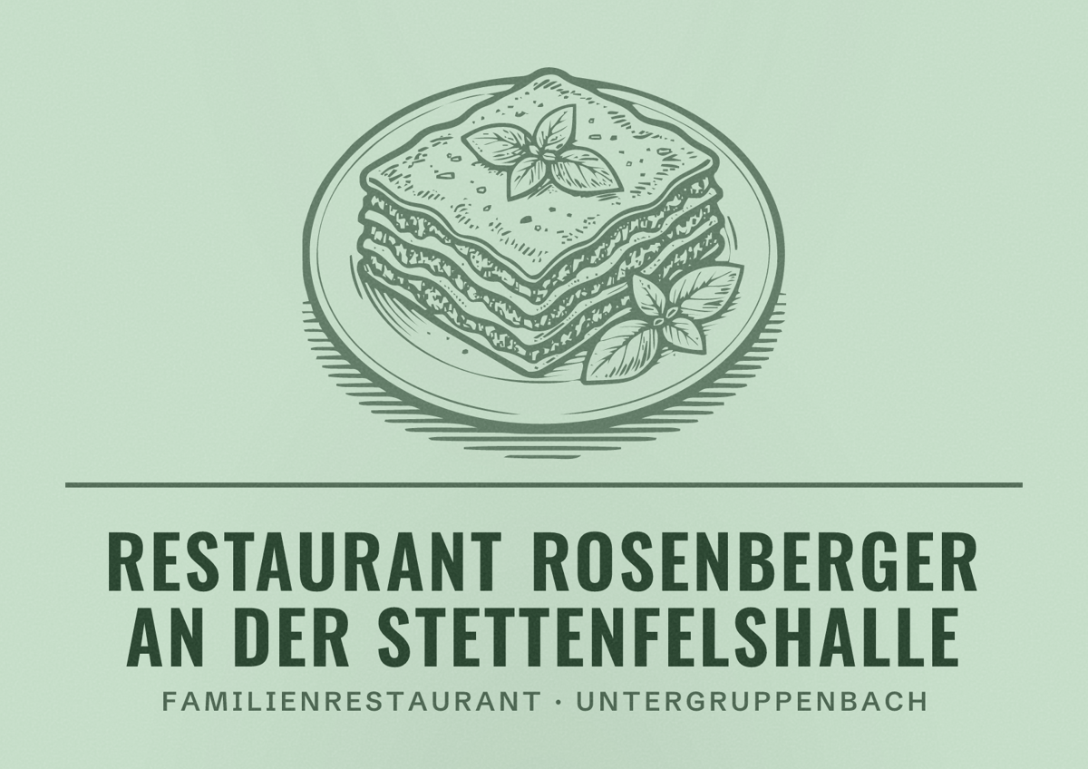 Illustriertes Poster von Restaurant Rosenberger an der Stettenfelshalle, Familienrestaurant in Untergruppenbach