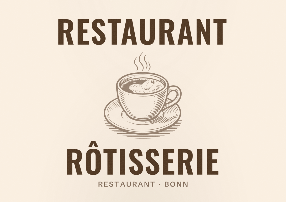Illustriertes Poster von Restaurant Rôtisserie, Restaurant in Bonn