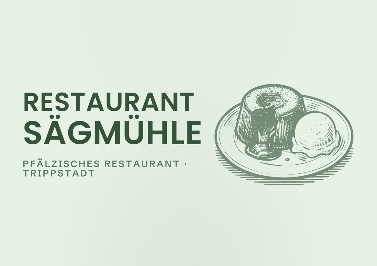 Illustriertes Poster von Restaurant Sägmühle, Pfälzisches Restaurant in Trippstadt