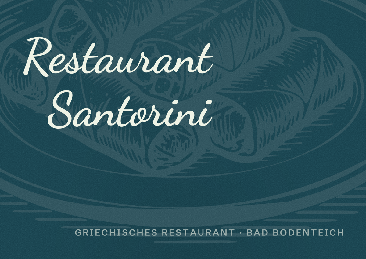 Illustriertes Poster von Restaurant Santorini, Griechisches Restaurant in Bad Bodenteich